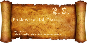 Matkovics Dókus névjegykártya